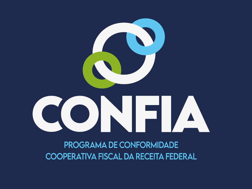 Logotipo do Confia, programa de conformidade cooperativa fiscal da Receita Federal, ilustrando a importância da conformidade tributária preventiva.